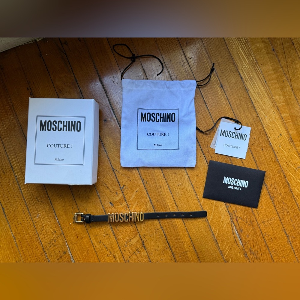 Moschino • Leather Bracelet with Gold Lettering